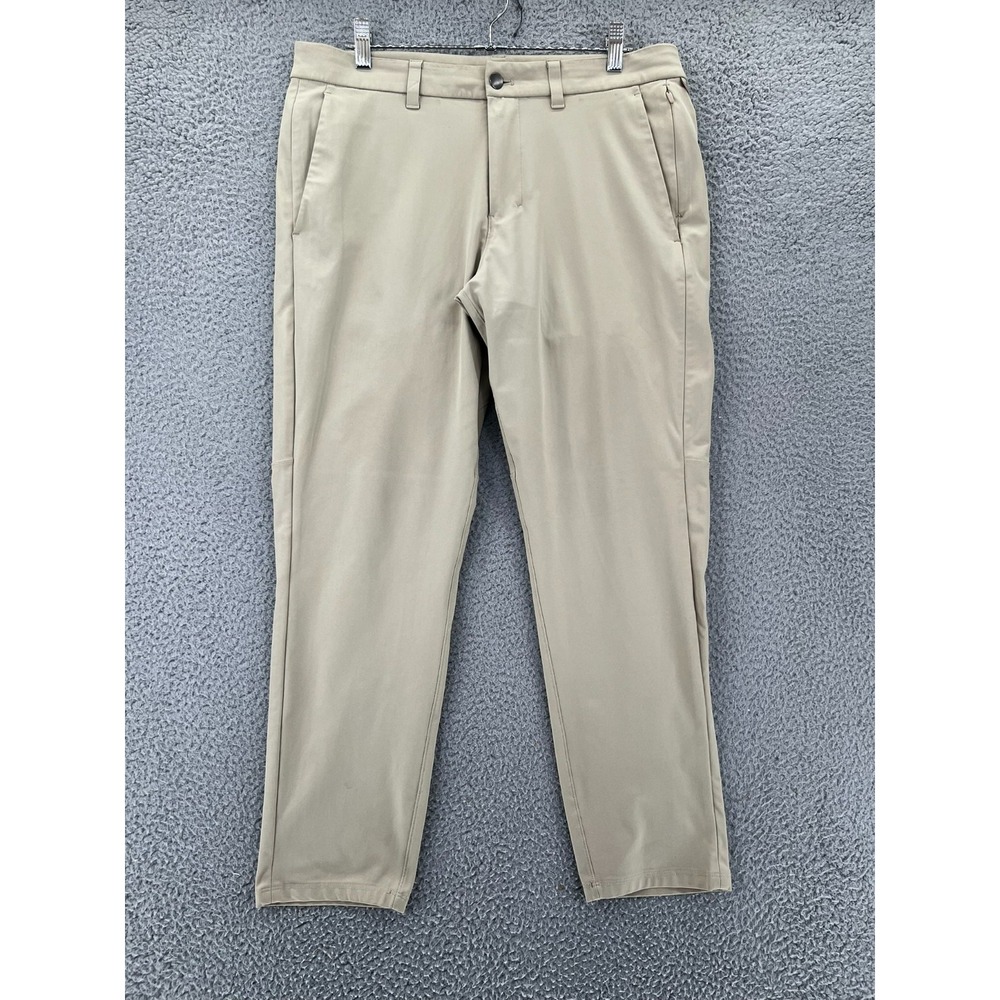 Lululemon Pants Mens 33 (Fit 34x26) Beige Classic Fit Golf Trousers Stretch READ
